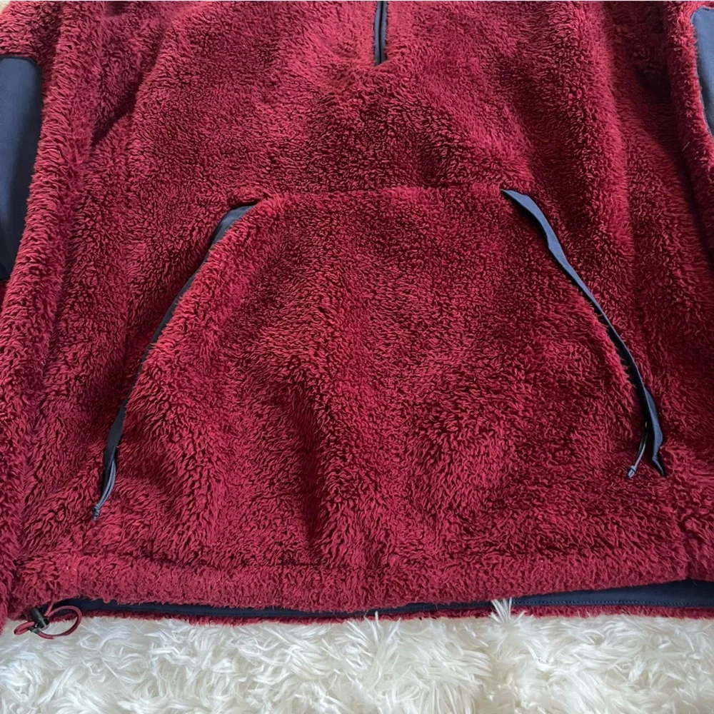The North Face Men's Fleece Campshire Hoodie Burgundy Navy Blue Size Small - Picture 3 of 8